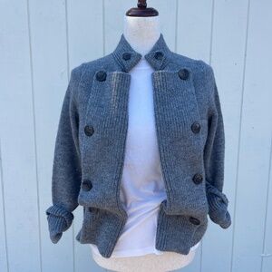 J. Crew Wool Grey Open Front Cardigan with Large Buttons Size Small